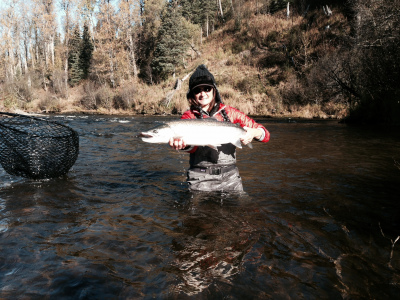 Showing off a bright Steelhead
