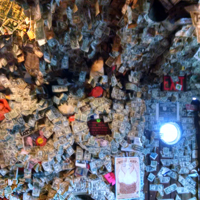 Homer Alaska bar walls covered in dollar bills