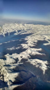 Alaska glacier view from plane window