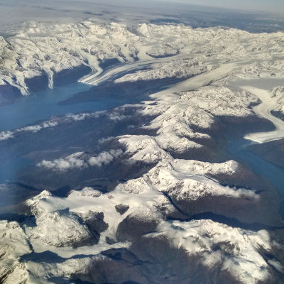 Alaska glacier view from plane window