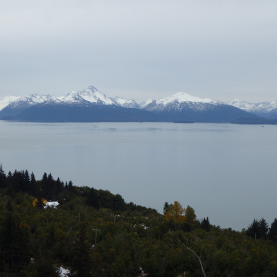 Alaska mountain and ocean view