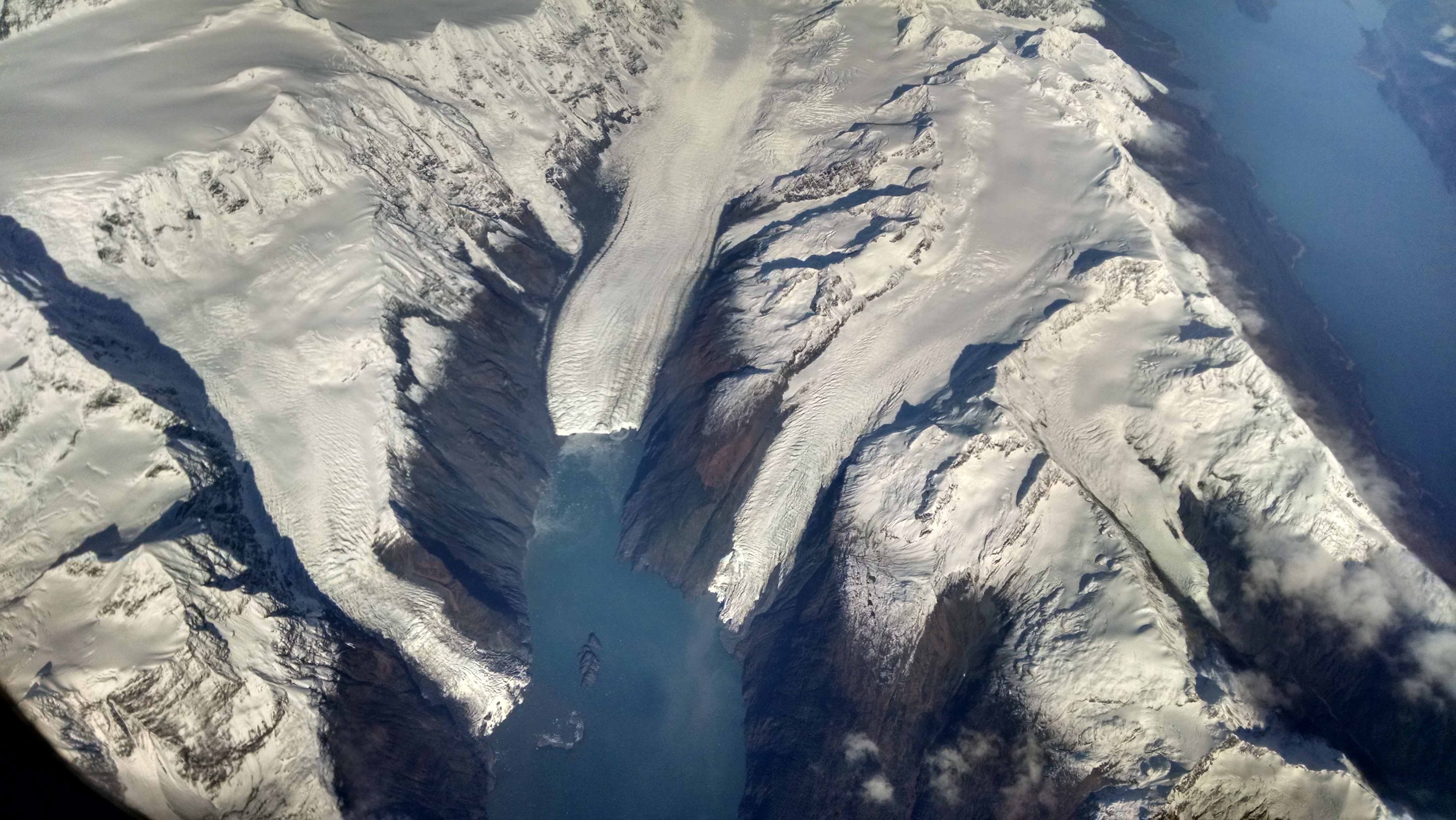 Alaska glacier view from plane window