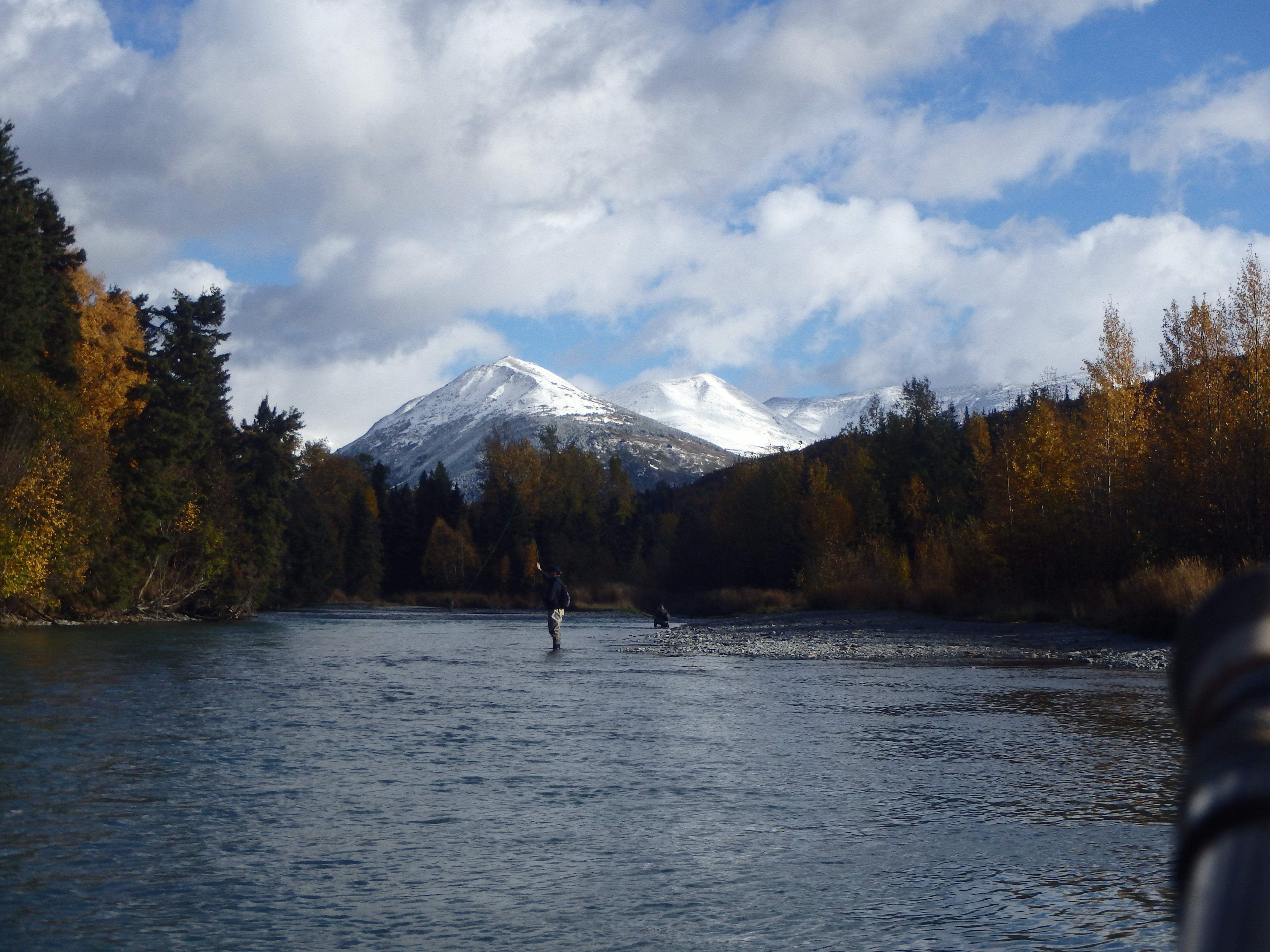 View of anglers fishing Alaska Steelhead