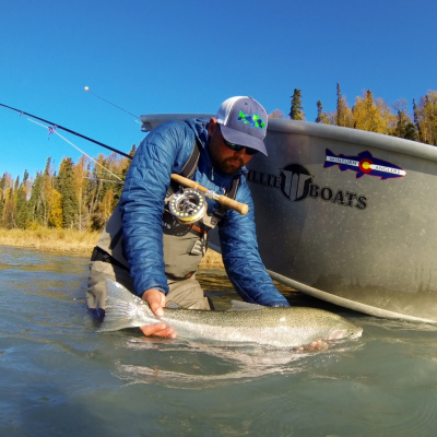 Spey caught Steelhead and driftboat