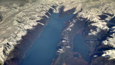 Alaska glacier view from plane window
