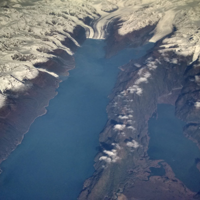 Alaska glacier view from plane window