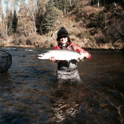 Showing off a bright Steelhead