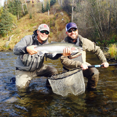 Hoisting a Steelhead from the net