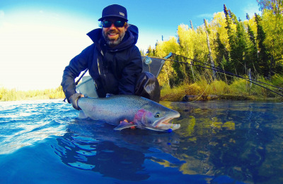 Showing off  an Alaska Steelhead