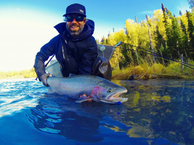Showing off  an Alaska Steelhead