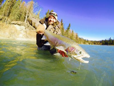 Angler shows off large Alaska Steelhead