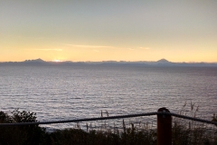 Alaska view of ocean and mountains from lodge