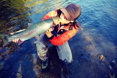 Kissing an Alaska Steelhead