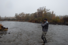 Angler playing a Steelhead