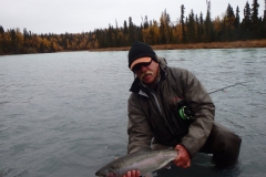 Angler releasing Alaska Rainbow