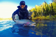 Showing off  an Alaska Steelhead