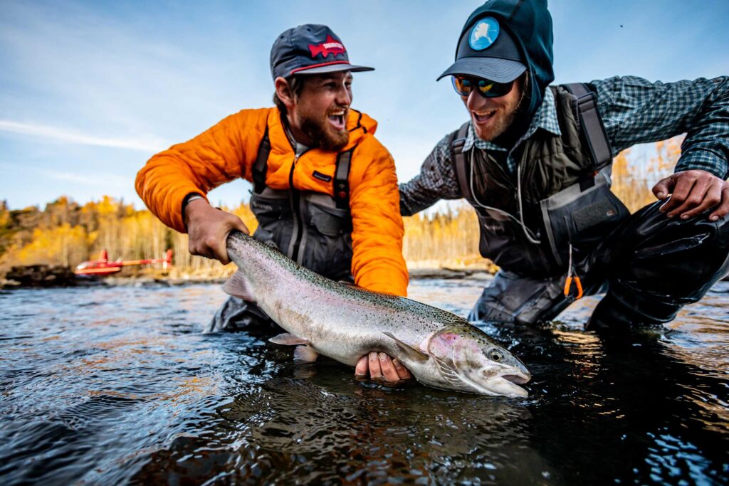 Anglers, Alaska steelhead and Helicopter