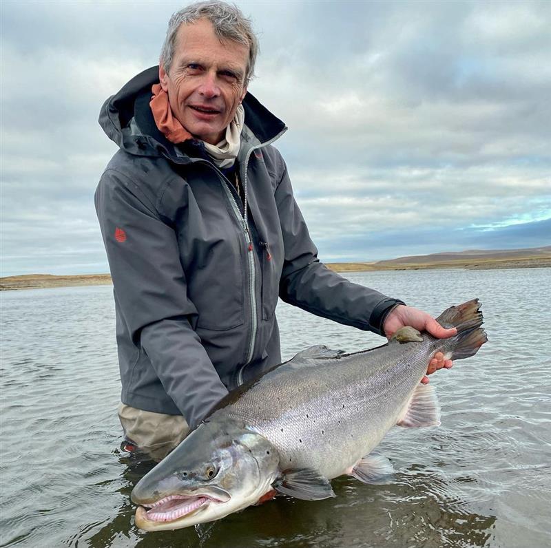 Simon Gawesworth with atlantic salmon
